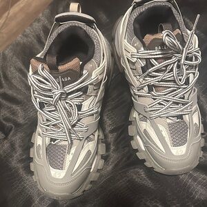 Balenciaga Grey and Brown Track Sneakers